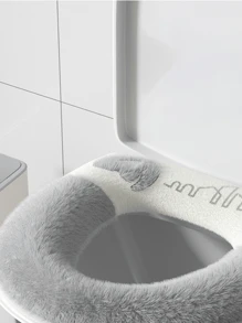 1pc All Season Universal Toilet Seat Cover, Cartoon Style Toilet Cushion With Waterproof Hook & Loop Fastener Bathroom Decor Fall Decor