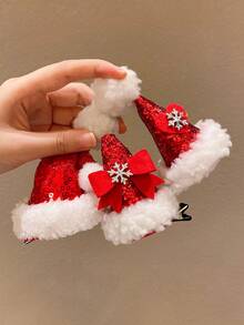 1 kẹp tóc hình mũ nhung đỏ và trắng Giáng sinh cho bé gái - Nhiều màu - Xem 5