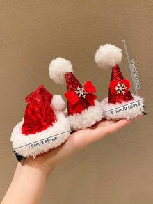 1 kẹp tóc hình mũ nhung đỏ và trắng Giáng sinh cho bé gái - Nhiều màu - Xem 3