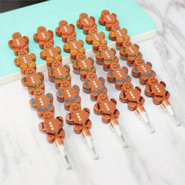 Christmas Gingerbread Man Pencils: Creative Non-Sharpening Pencils, Cartoon Bullet Tip Pencils, HB,Non Sharpening Pencils,Children Christmas,Kids Toys Bulk,Back To School