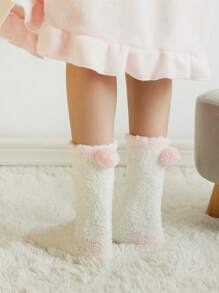 4 Pairs Of Cute Woolen Women's Mid Tube Socks, Winter Warm Socks, And Non Slip Floor Socks. Interesting Plush Socks.Fuzzy Socks - Multicolor - View 5