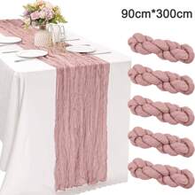 Camino de mesa de gasa navideño de 10 pies, 5 paquetes de 35x120 pulgadas, camino de mesa de gasa para recepción de bodas, fiesta de cumpleaños bohemia, decoración de mesa rústica y romántica para bodas - Multicolor - Ver 13