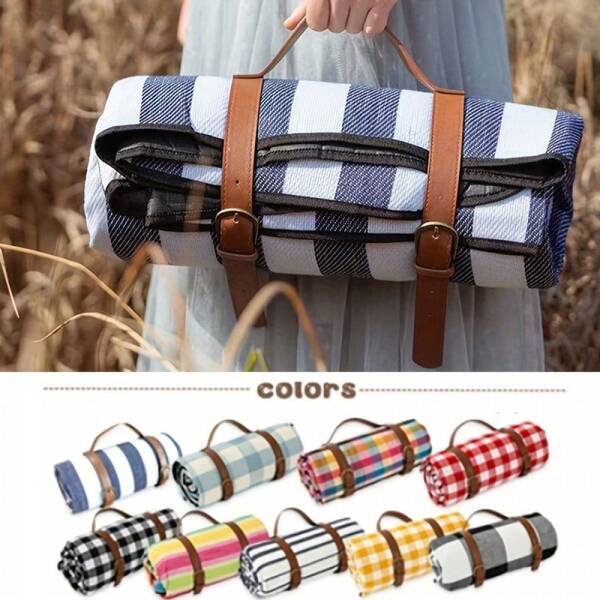 1 pieza Esterilla de picnic para exteriores con acolchado grueso e impermeable | Esterilla de camping antideslizante y portátil de grado profesional con tela Oxford, perfecta para la playa, excursiones, viajes por carretera y reuniones familiares