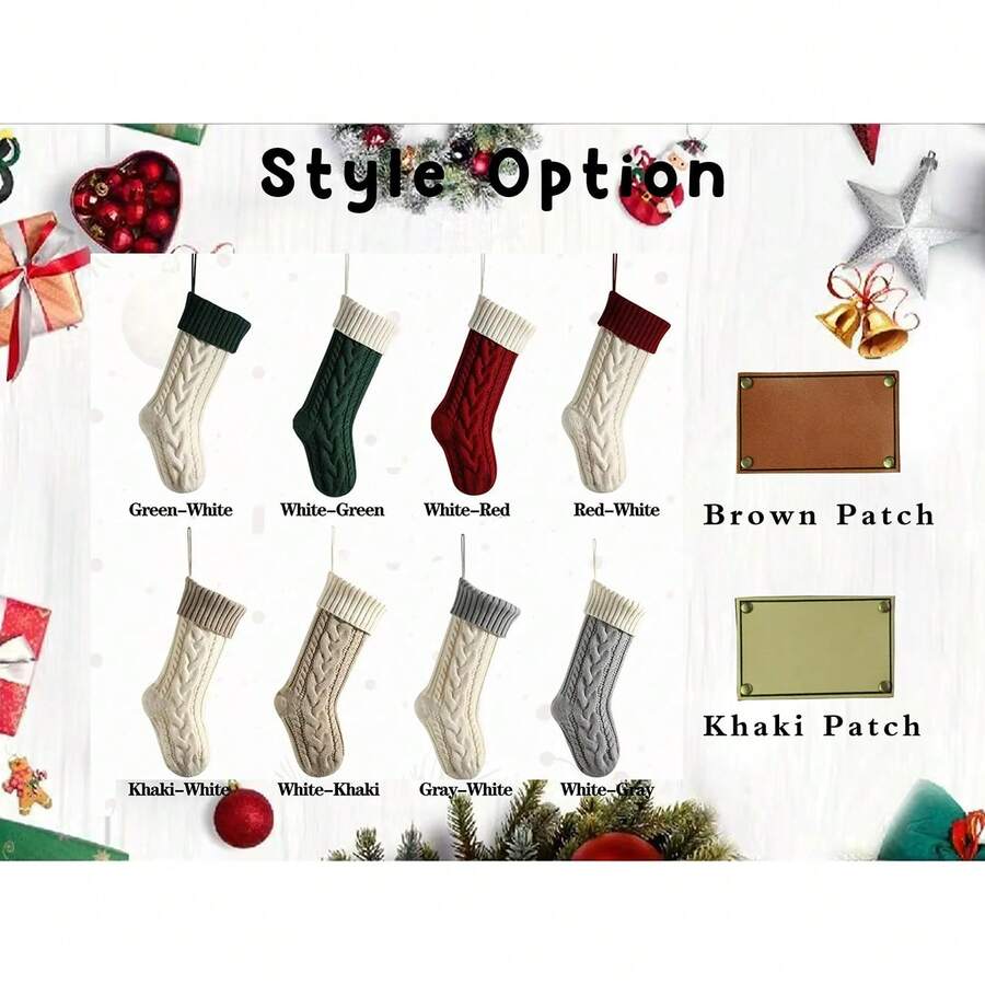 1 Pc Christmas Stockings With Name Custom Leather Patch Stocking 2024
