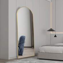 Full Length Mirror 162cm*53cm, Arch Floor Mirror With Stand Arched Mirror Full Body Mirror Black Standing Hanging Or Leaning Against Wall For Bedroom Entry Home Decor Back To School Room Decor School Supplies - 金色 - 查看 4