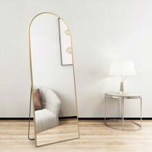 Full Length Mirror 162cm*53cm, Arch Floor Mirror With Stand Arched Mirror Full Body Mirror Black Standing Hanging Or Leaning Against Wall For Bedroom Entry Home Decor Back To School Room Decor School Supplies - 金色 - 查看 3