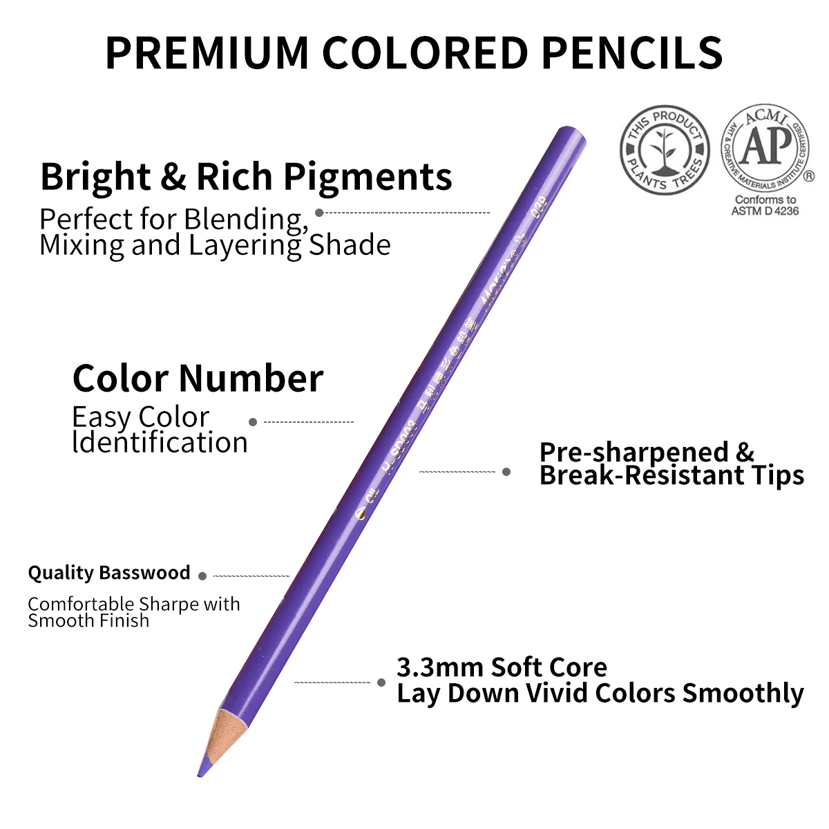 72 Colored Pencils Set Quality Soft Core Colored Leads For Adult