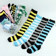 1 Đôi Tất Giáng Sinh Có Tất Đùi Sọc, Tất Dài Cho Nữ, Tất Dài Cao Đến Đầu Gối Của Nhật Bản, Tất Tiệc Hóa Trang Halloween. Quà Tặng Năm Mới - Nhiều màu - Xem 2