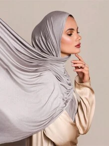 1 件女士平纹头巾 - 莫代尔头巾汗布，纯色，丝般柔滑，柔软，舒适，透气莫代尔面料头巾，头套，平纹披肩，适合日常使用，户外，祈祷，崇拜，170 厘米 * 60 厘米 - 灰米色 - 查看 2