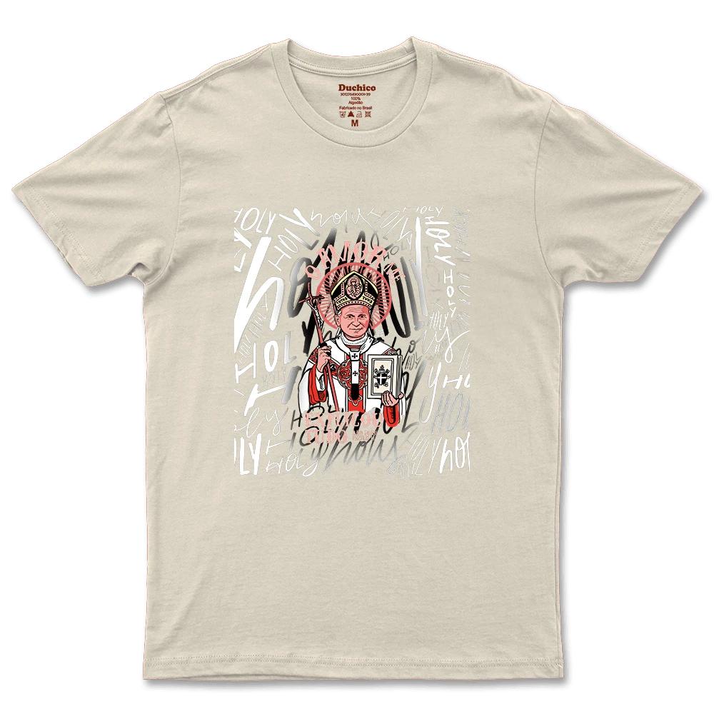 Men's And Women's Cotton T-Shirt Religious Catholic Saint John Paul II Holly - 奶油色 - 查看 1