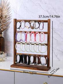 1 件装多功能木制多层珠宝展示架，带挂钩，可悬挂项链、耳环、戒指、手链 - 珠宝店展示道具，返校季