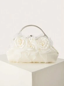 这款闪耀迷人、优雅别致的白色晚宴包，饰有时尚的花卉图案手柄，是新娘手拿包的完美之选。适合婚礼、舞会和派对等场合，尤其适合爱热闹的女士。也适合各种正式晚宴和宴会，是馈赠女性的最佳礼物。 - 白色 - 查看 3