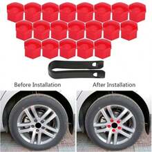 20 件 17/19/21 毫米车轮螺母盖螺栓帽，乙烯基螺栓盖汽车轮毂螺丝保护防工具，大众帕萨特途观汽车轮辋六角螺母，带拆卸工具 - 彩色 - 查看 5