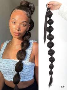 合成假发灯笼泡泡马尾辫 30 英寸超长（带弹性发绳）编织女士马尾辫 - 彩色 - 查看 15