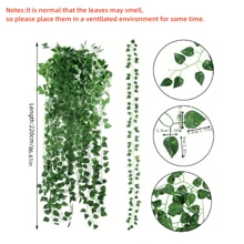 24/5/2 Strings Artificial Plant Green Ivy Leaf Garland Fake Plant Creeper Hanging Vine Outdoor DIY Garden Wall Wedding Party Room Bedroom Decor Home Decor