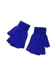 New Men's And Women's Solid Color Fingerless Gloves Suitable For Autumn And Winter Outdoor Elastic Warm Half Finger Gloves