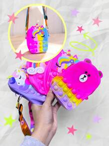 2 en 1 Bolsa Monedero De Silicona De Juego Pop It Para Niños Modelos Aleatorios - ALEATORIO - Ver 1