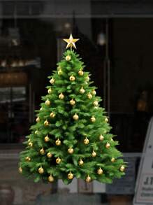 1 miếng dán tường họa tiết cây thông Noel 3D cho phòng khách, phòng ngủ, ký túc xá, trang trí nhà cửa, trang trí phòng, miếng dán tường, trang trí cửa sổ, trang trí Giáng sinh, chất liệu PVC có thể tháo rời - Nhiều màu - Xem 7