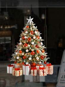 1 miếng dán tường họa tiết cây thông Noel 3D cho phòng khách, phòng ngủ, ký túc xá, trang trí nhà cửa, trang trí phòng, miếng dán tường, trang trí cửa sổ, trang trí Giáng sinh, chất liệu PVC có thể tháo rời - Nhiều màu - Xem 5