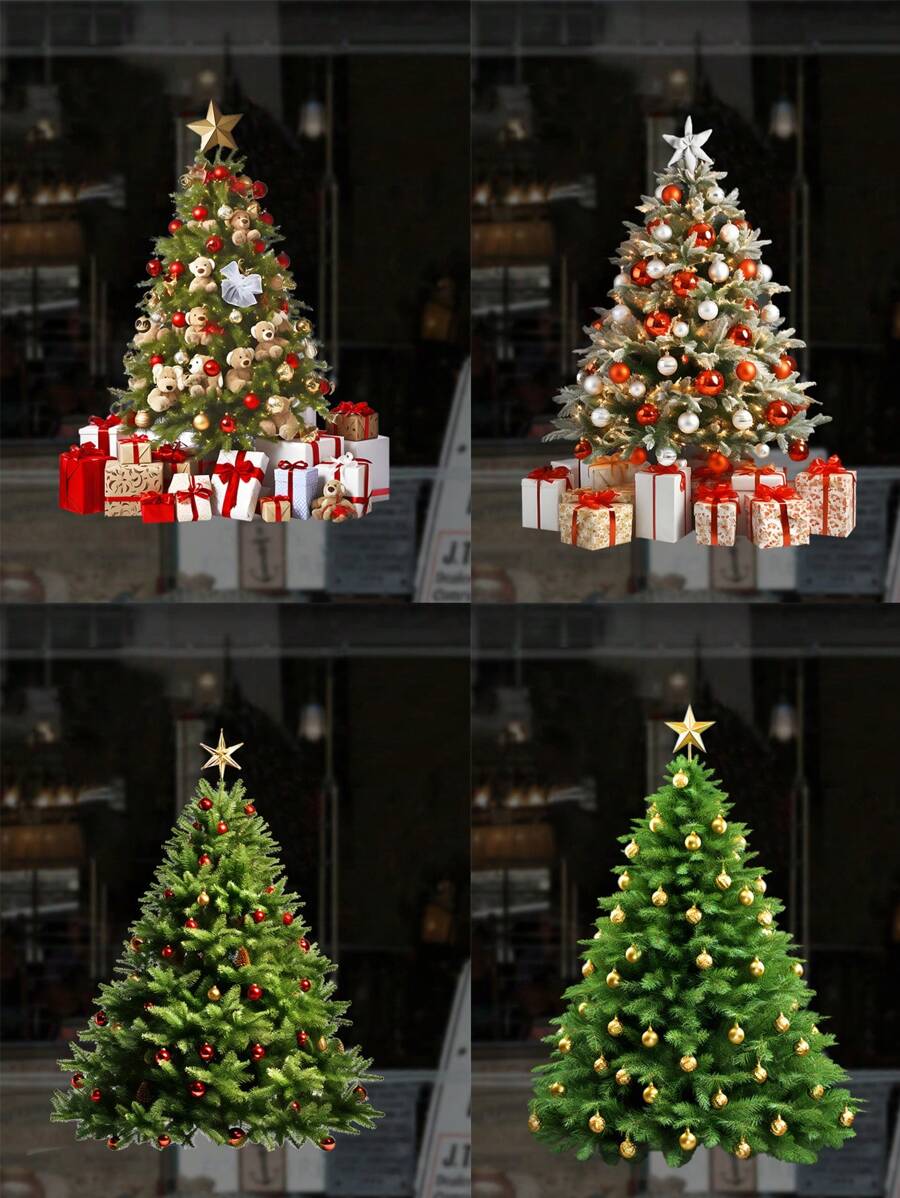 1 miếng dán tường họa tiết cây thông Noel 3D cho phòng khách, phòng ngủ, ký túc xá, trang trí nhà cửa, trang trí phòng, miếng dán tường, trang trí cửa sổ, trang trí Giáng sinh, chất liệu PVC có thể tháo rời - Nhiều màu - Xem 1