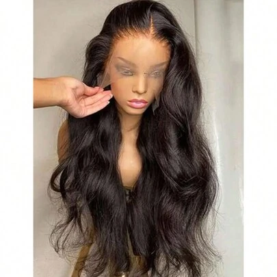 34英寸自然波浪卷发假发，真人发，预先拔毛，长款自然波浪卷发假发，13x4蕾丝前假发，女士真人发假发，透明蕾丝前假发，150%密度假发，8-34英寸自然黑色假发，适合圣诞派对、音乐节等场合，蕾丝前真人发假发，适合各种场合，自然波浪卷发，魅力波浪造型，是节日、派对和日常佩戴的理想选择，日常佩戴的黑色假发，女士假发
