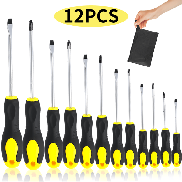 12PCS Juego de Desarmadores-Destornilladores de Precisión Extraíble Profesional Magnética Kit de Herramientas de Reparación para Computadora Móvil Teléfono Inteligente Consola de Juegos  Kit de Destornilladores Desarmadores Craftsman juego de destornilladores profesionales de agarre de cojín (12piezas)