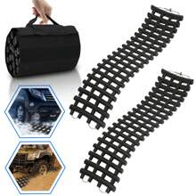 Cecaylie 2 Stück Anfahrhilfe max.3.5t Sandbleche 80cm PKW LKW Traktionsplat - Schwarz - Übersicht 1