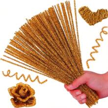 超值装 150 件闪亮金属丝扭条、闪光管道清洁器、11.81 英寸 DIY 工艺用品，适用于创意项目，附赠 1 根胶棒，圣诞闪光金属丝扭条，适用于艺术、工艺品、缝纫 - 彩色 - 查看 20