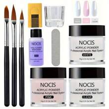 Bộ dụng cụ vẽ móng acrylic NOCIS, bao gồm cọ, dung dịch monomer, bột acrylic trong suốt và màu hồng - Công thức không bị ố vàng, không mùi hương - Bộ dụng cụ vẽ móng dành cho người mới bắt đầu. - Nhiều thông số kỹ thuật - Xem 1