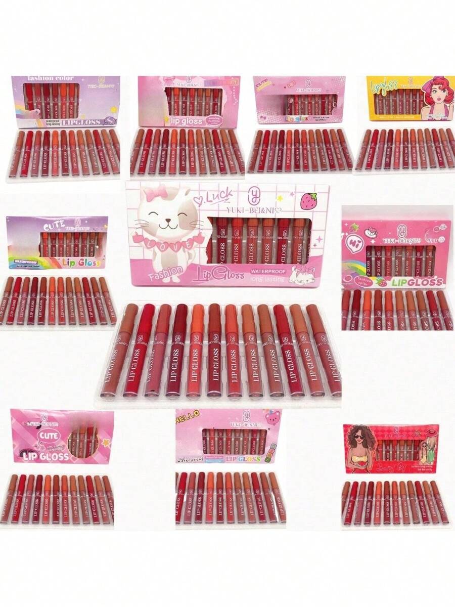 Assorted Matte Indelible Lipsticks 12 Pcs - Multicolor - View 1