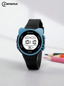 MINGRUI Đồng hồ điện tử trẻ em nhiều màu sắc hoạt hình mèo dễ thương nhân ngày Quốc khánh Ả Rập Xê Út, chống nước 30M, bơi lội, báo thức, hẹn giờ, phát sáng, đồng hồ đeo tay kỹ thuật số, trẻ em, đồ dùng học tập, đồng hồ chống nước - màu đen - Xem 1