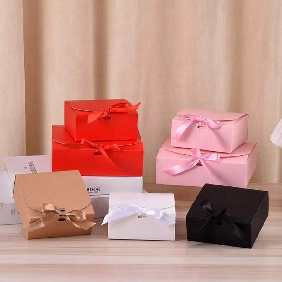 1 hộp quà ruy băng tươi, hộp quà trang trí nơ vuông sáng tạo - Nhiều màu - Xem 1