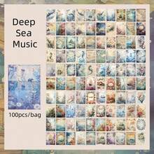 100 Pcs/Pack Vintage Painting Paper, Rich Pattern Memo Pads, Useful Stationery For Diary, Note Taking, Reminder - Multicolor - View 13