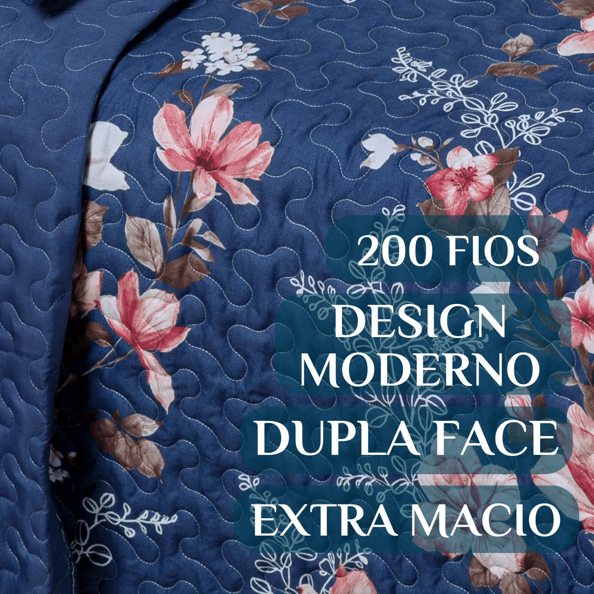 Jogo Colcha King Size Cama Box Nyla Cobre Leito 200 Fios Dupla Face