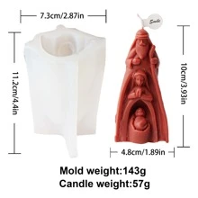 Khuôn nến silicon Đức mẹ đồng trinh Maria và Chúa Jesus sinh ra Tượng chân dung cảnh Chúa giáng sinh Gia đình thánh của Chúa Jesus trang trí nhà cửa, Thiết kế tháo lắp dễ dàng - trắng - Xem 10