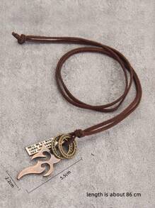 時尚流行男士標語細節翼吊墜項鍊合金，適合珠寶禮物和時尚外觀 - 彩色 - 查看 10