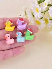10pcs Christmas Mixed Color 3D Resin Christmas Duck Jewelry Pendant Earrings Necklace Accessories - Christmas Duck - View 4