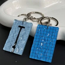 1 pieza Llavero de acrílico con patrón de onda de agua, estilo INS, accesorio colgante con diseño de piscina, regalo pequeño creativo