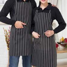 1 pièce Tablier ajustable pour adulte, tablier de chef rayé pour restaurant, camping extérieur, pique-nique, utilisation en cuisine (les motifs imprimés peuvent varier, style de boucle aléatoire), cuisine, salle de bain, maison, fournisseurs de produits ménagers