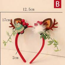 1 件圣诞鹿角头带，鹿角头饰森林风格圣诞礼物装饰，圣诞派对 - 彩色 - 查看 2