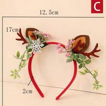 1 件圣诞鹿角头带，鹿角头饰森林风格圣诞礼物装饰，圣诞派对 - 彩色 - 查看 3