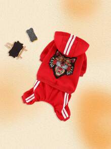 Pet Clothes Dog Clothes Pet Apparel Winter 4-Leg Tiger Head Hoodie, For Small Dogs - Red - View 1