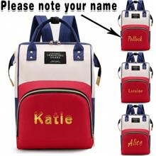 Customized LAND Mommy S Large Capacity Nursing Backpacks Personalized Custom Name 4 Fonts Pattern Travel Nappy Backpacks With Convenient Nursing Bags Portable Outting Bag Travel Nappy Backpacks Anti-Loss Zipper Nursing Bag For Maternity Bags Bags For Ladies - Red - View 1