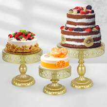 6pcs Metal Cake Stand Dessert Table Display Set 3 Size 12" 10" 8" Cake Serving Tray For Weddings Birthday Party - Vàng - Xem 4