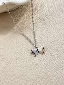 1 chiếc vòng cổ hình con bướm bằng bạc Sterling 925, mặt dây chuyền hình động vật tối giản, quà tặng trang sức thanh lịch cho phụ nữ, tiệc sinh nhật - Bạc - Xem 5