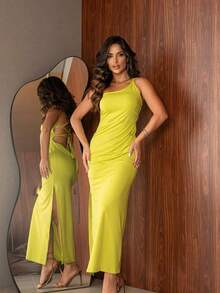 Clubwear Dress, Mule Model, Straps With Tie At The Back, Buy Now - 黃色 - 查看 1