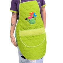 Waterproof Oxford Embroidered Apron With Pocket Promotion - màu xanh lá - Xem 5