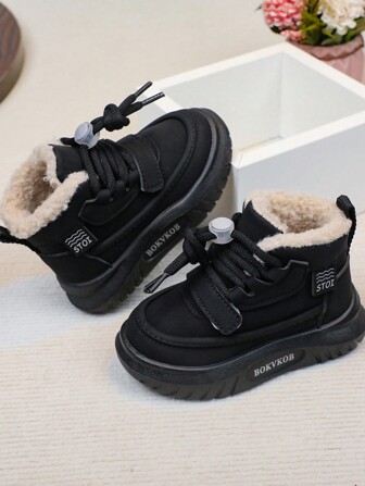 儿童男孩和女孩轻便软底皮革运动防滑冬鞋，秋冬新品