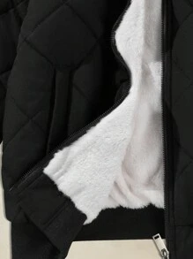 1pc Tween Girl Fashion Versatile Daily Outdoor Sports Casual Thermal Lined Thick Jacket, Autumn/Winter