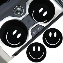 2 Stücke Getränkehalter fürs Auto, rutschfeste, absorbierende Untersetzer, minimalistische lächelnde Gesichts-Muster Wärmeisolationsuntersetzer (es kann leichte Farbunterschiede geben)